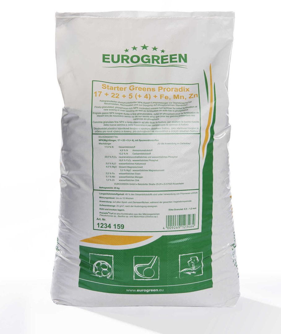 STARTER GREENS | burkolt indító gyeptrágya füvesítéshez, gyepszőnyegezéshez