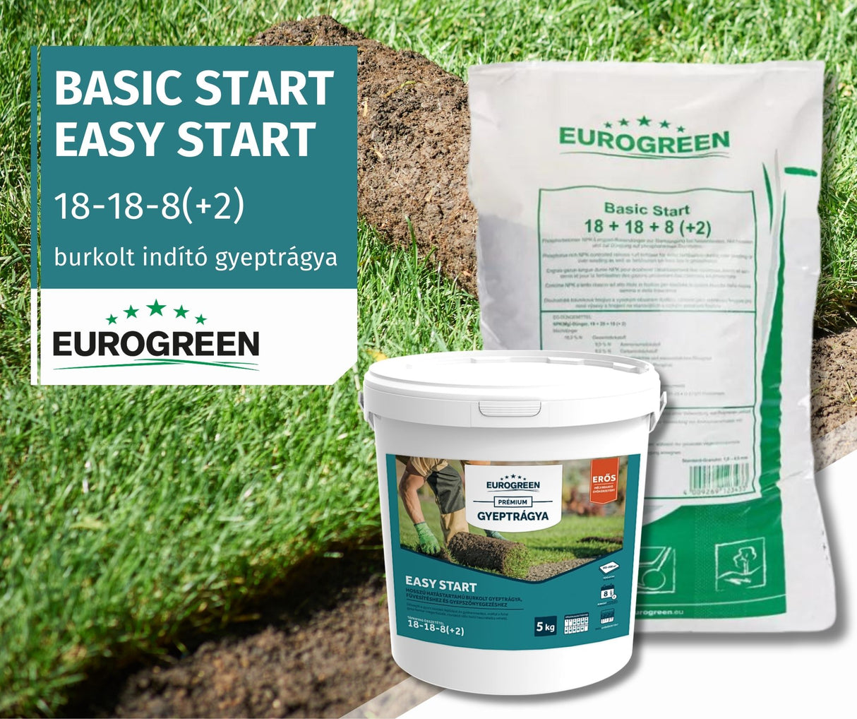 BASIC START | EASY START | burkolt indító gyeptrágya füvesítéshez, gyepszőnyegezéshez